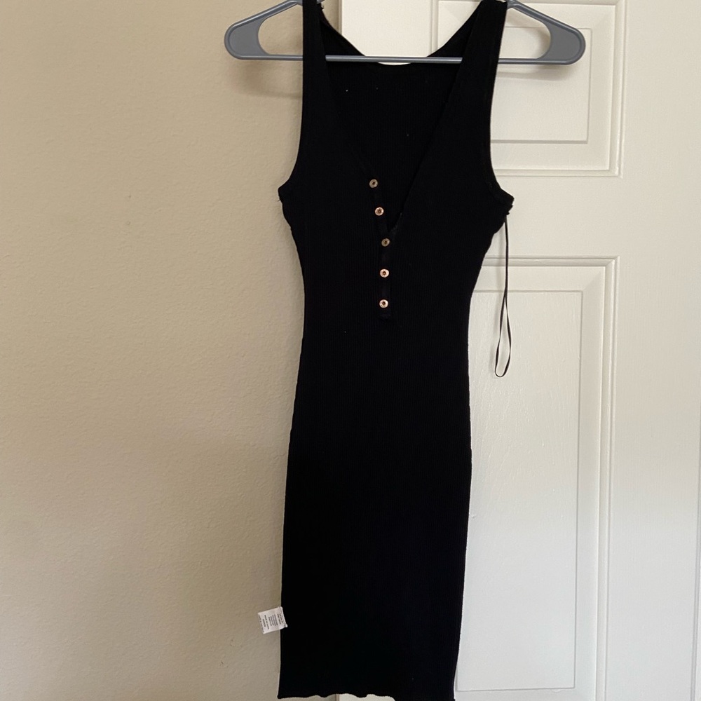 Love Tree Black Ribbed Bodycon Mini Dress